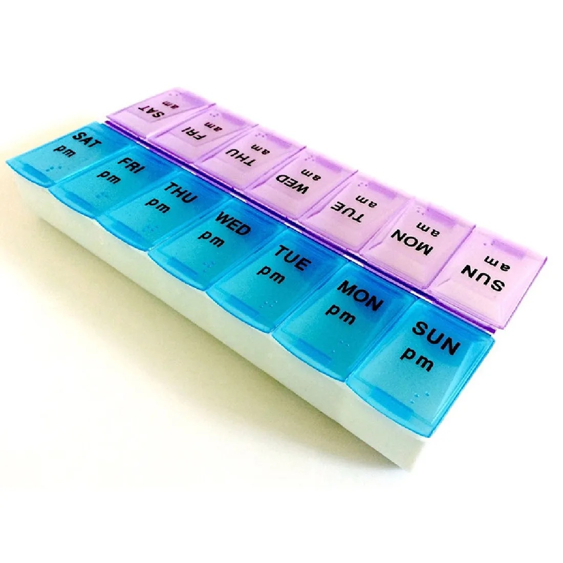 7 дней в неделю Прозрачный 14 отсека Tablet Pill Box держатель чехол с зажимом крышками