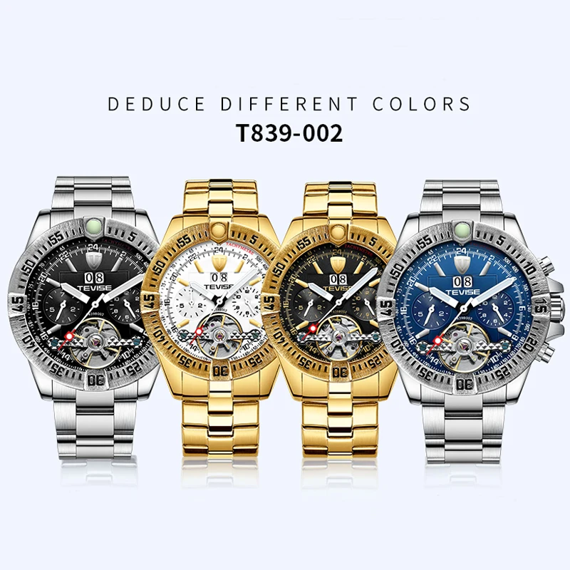 Tevise мужские Tourbillon автоматические механические часы лучший бренд класса люкс золотые для мужчин с автоматическим заводом наручные часы Relogio Masculino