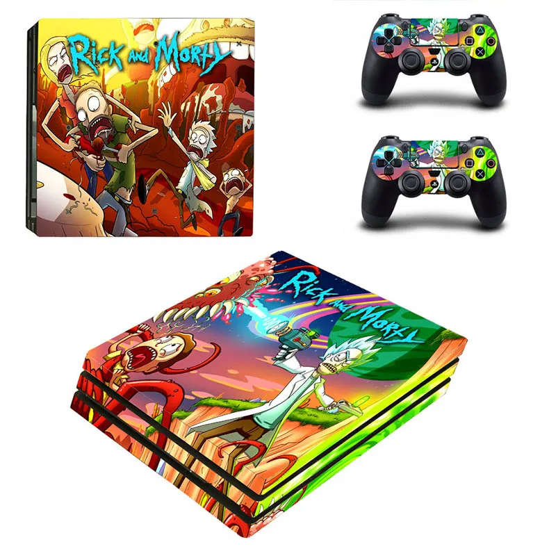 Наклейка для PS4 Pro Skin Rick and Morty Skins Play station 4 Pro, PS 4 Pro, наклейка s для игровой консоли и двух контроллеров