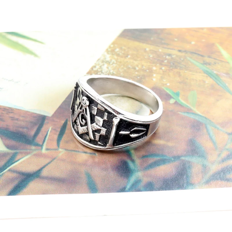 Модные серебряные кольца в стиле колледжа из нержавеющей стали. Бижутерия Freemason