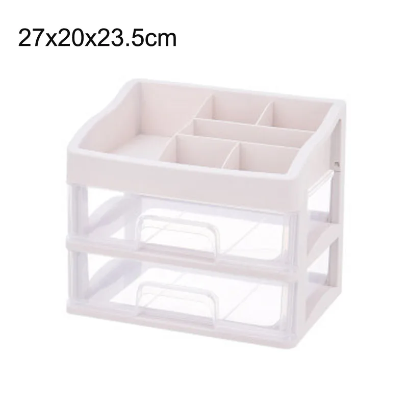 Transparent 2 layers Пластиковая коробка для хранения косметики ящик для косметики органайзер для макияжа Уход за кожей полка для хранения товаров Настольный чехол для хранения мусора - Цвет: Transparent 2 layers