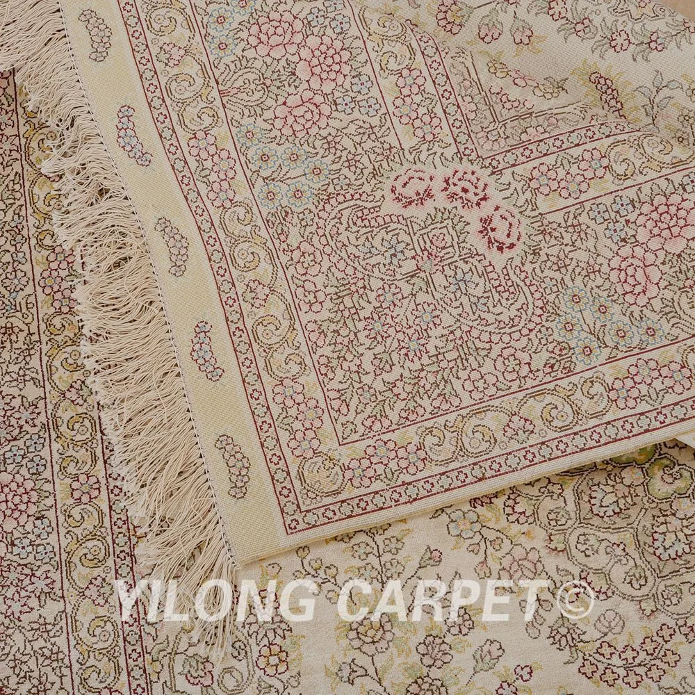Yilong 5 'x 8' Кашмирские ковры ручной работы бежевый выгодный вязки продажа