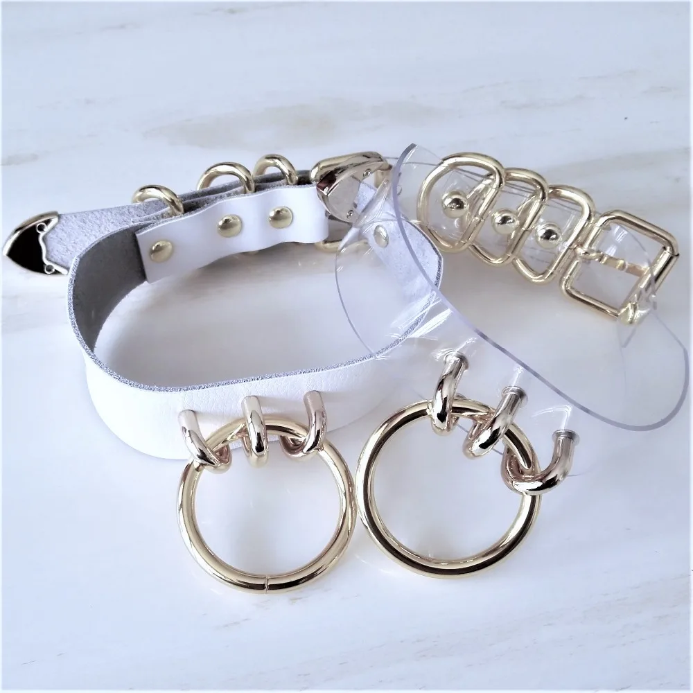 Ошейник из прозрачной кожи с круглым вырезом в стиле Харадзюку|collar punk|gothic choker