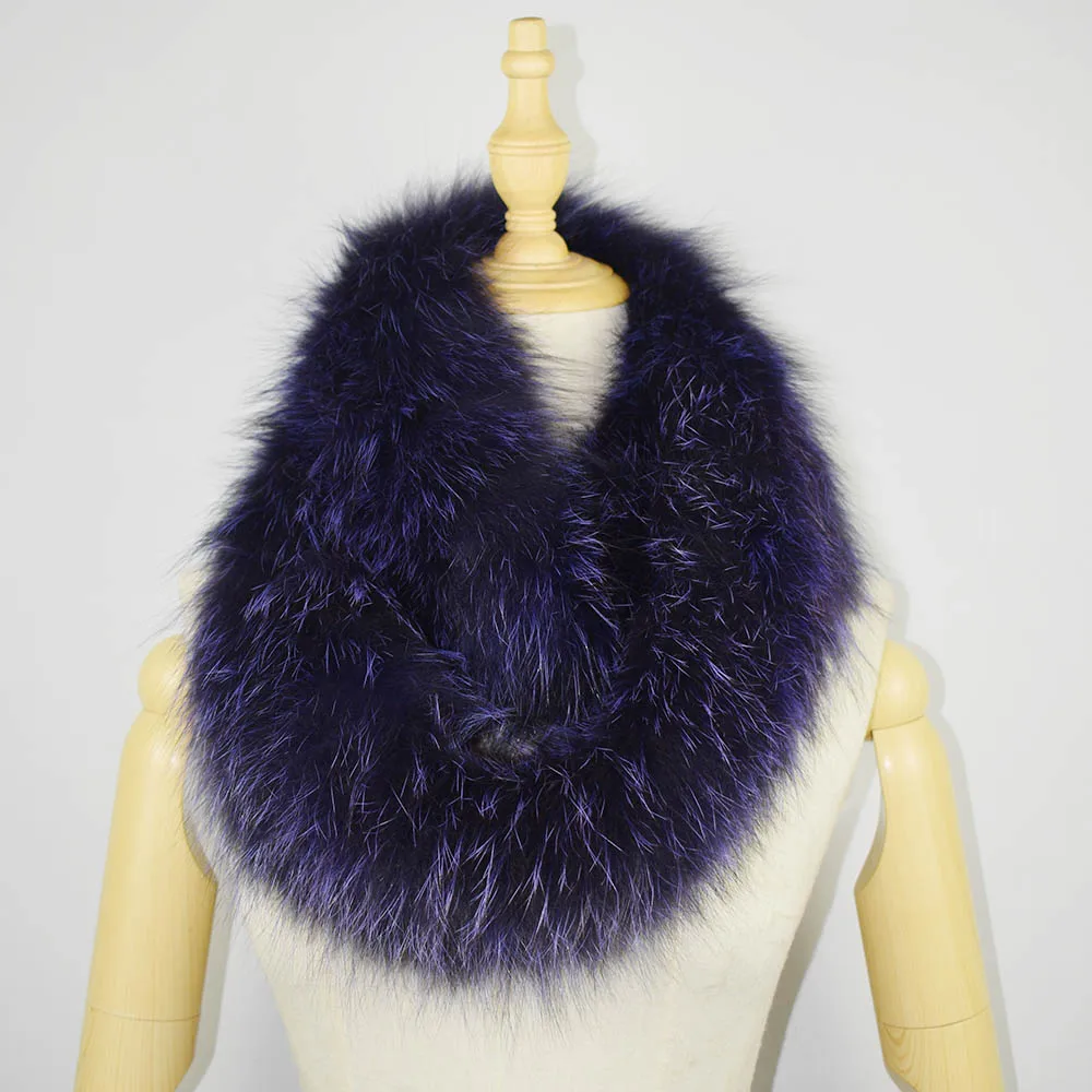 dark purple MS. MinShu вязаный шарф из лисьего меха бесконечный стиль натуральный Лисий мех кольцо шарф для женщин Зимняя плюшевая шаль из натурального меха - Цвет: dark purple
