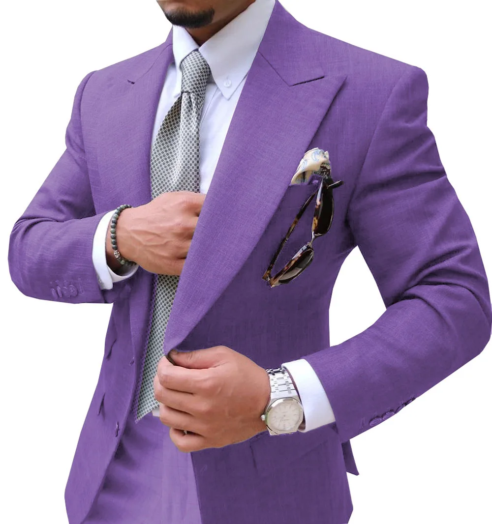Мужские костюмы Slim Fit из двух частей шампанского деловой пиджак жениха смокинг Блейзер зеленые костюмы для свадьбы выпускного вечера(Блейзер+ брюки