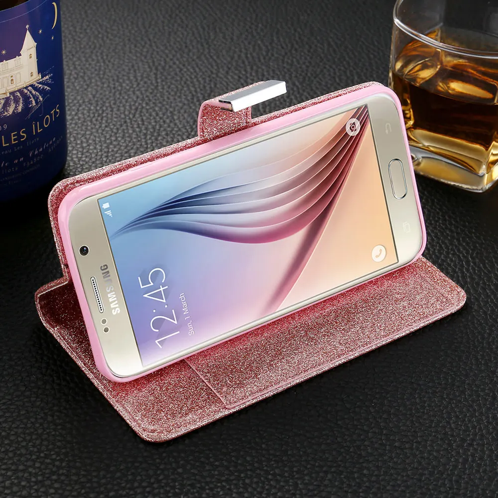 Bling кожаный бумажник чехол для samsung A3 A5 2017 J3 J5 2016 2015 кошелек A6 A7 A8 2018 J6 J4 Plus ЕС