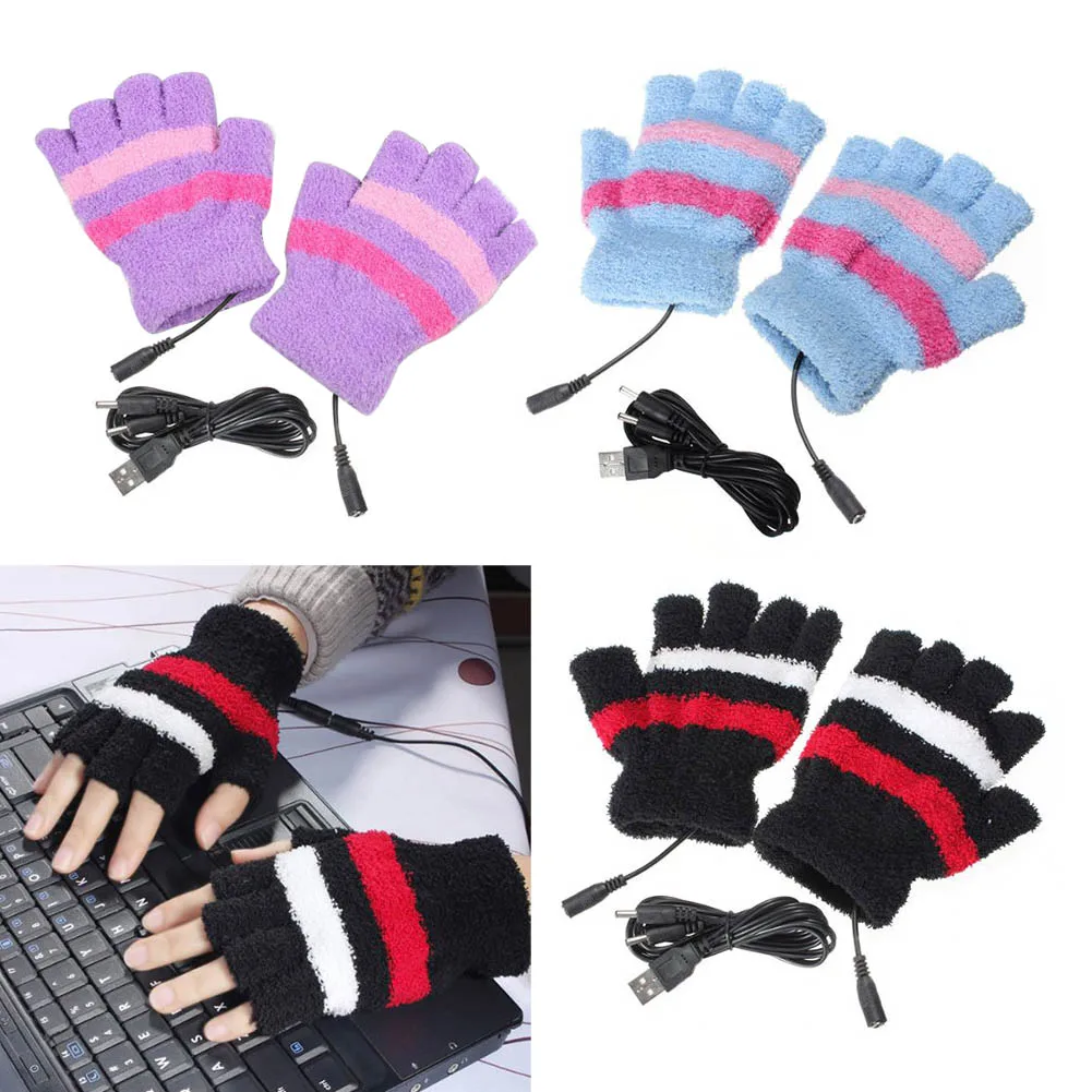 Новинка 2017 зимние цветные перчатки для обогрева рук с электрическим USB-разъемом и