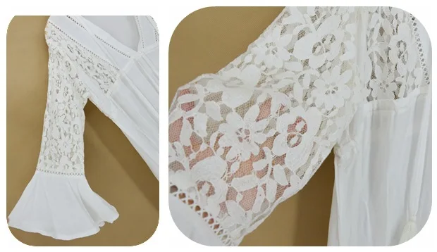 Женское длинное платье fitshining белое кружевное с рукавами фонариками и