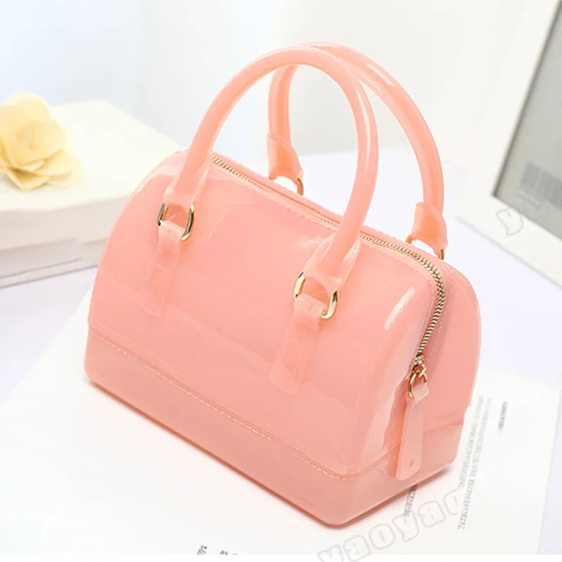 Light Pink JELLYOOY маленький размер 18 см ПВХ Мини Женская Желейная сумка детская подушка сумка на плечо карамельный цвет Силиконовая Сумка-тоут пляжная сумка-мессенджер - Цвет: Light Pink