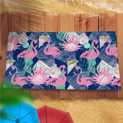 pink beach towel Пляжное полотенце из микрофибры с рисунком фламинго для взрослых, спортивное полотенце для спортзала, халат, коврик для йоги, большое уличное одеяло с рисунком животных для детей - Цвет: pink beach towel