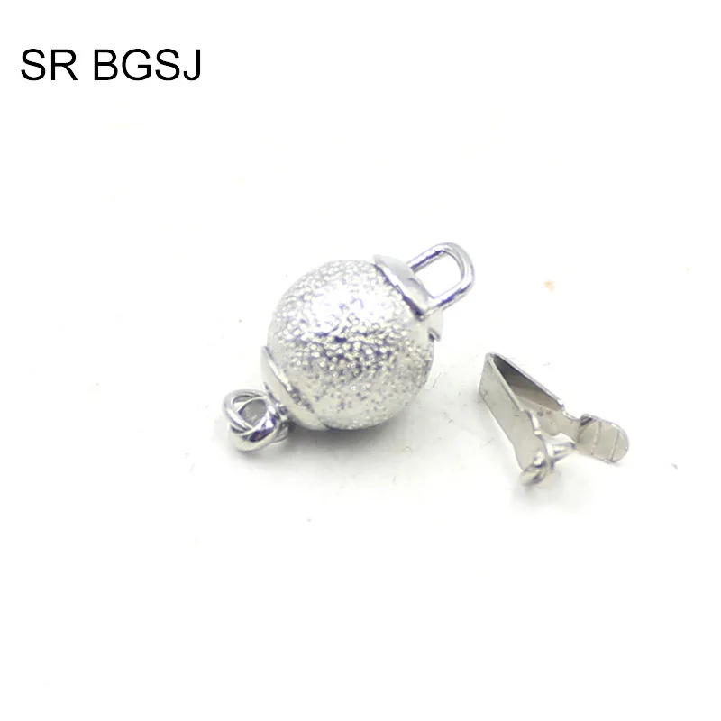 

Free Shipping 10 Pcs DIY Jewelry Findings Stardust White Gold Plated Round Ball Clasp