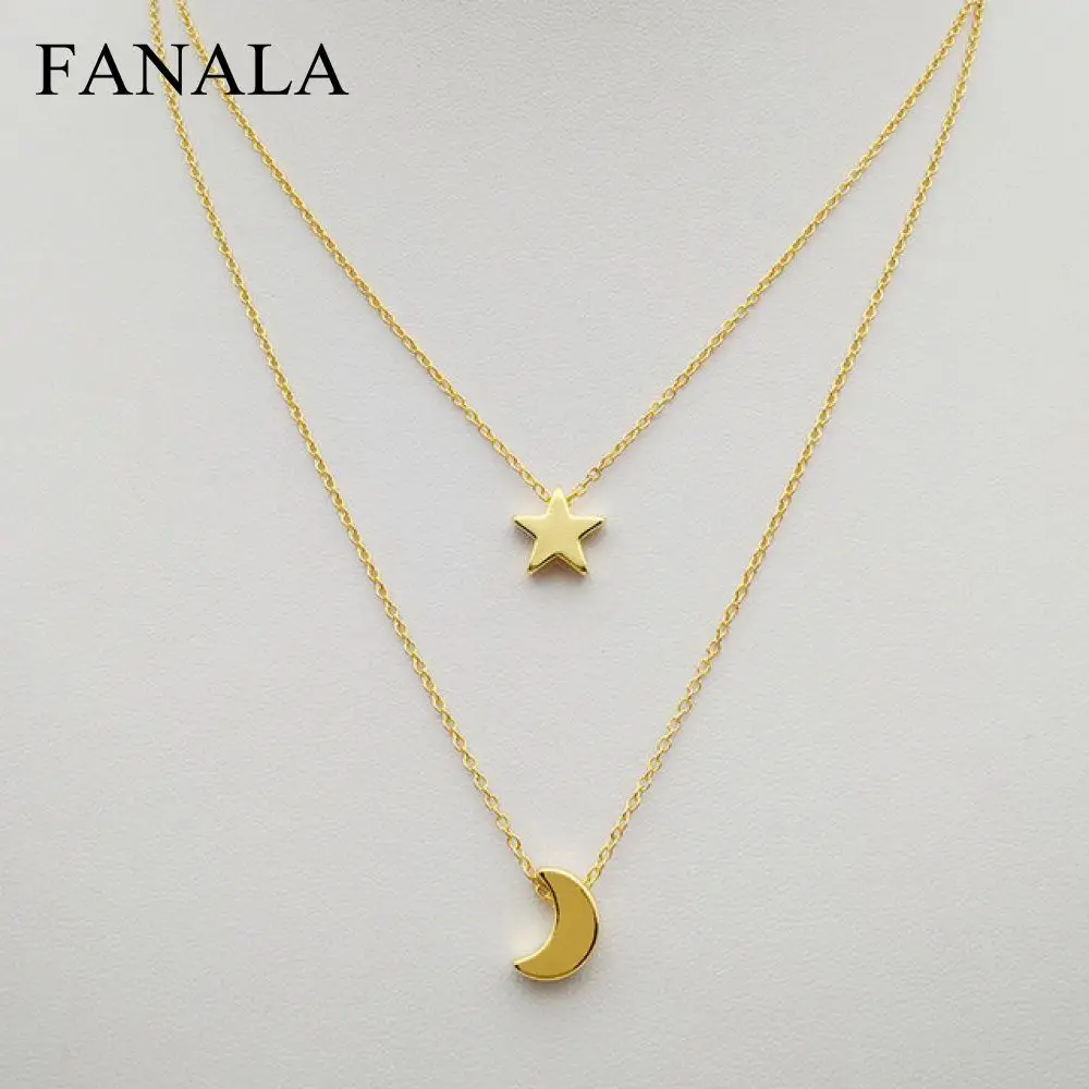 Ожерелья Новые короткие звезды чокер с цепочкой 2018 двойной кулон ключицы