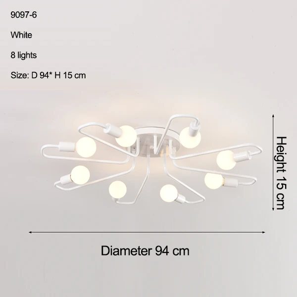 Бесплатный светодиодный светильник 85-265 в E27 Chander Lighting Vintag, светодиодный светильник, промышленные лампы, 6 ламп, люстра, светильник, белый - Цвет корпуса: 9097-8 white