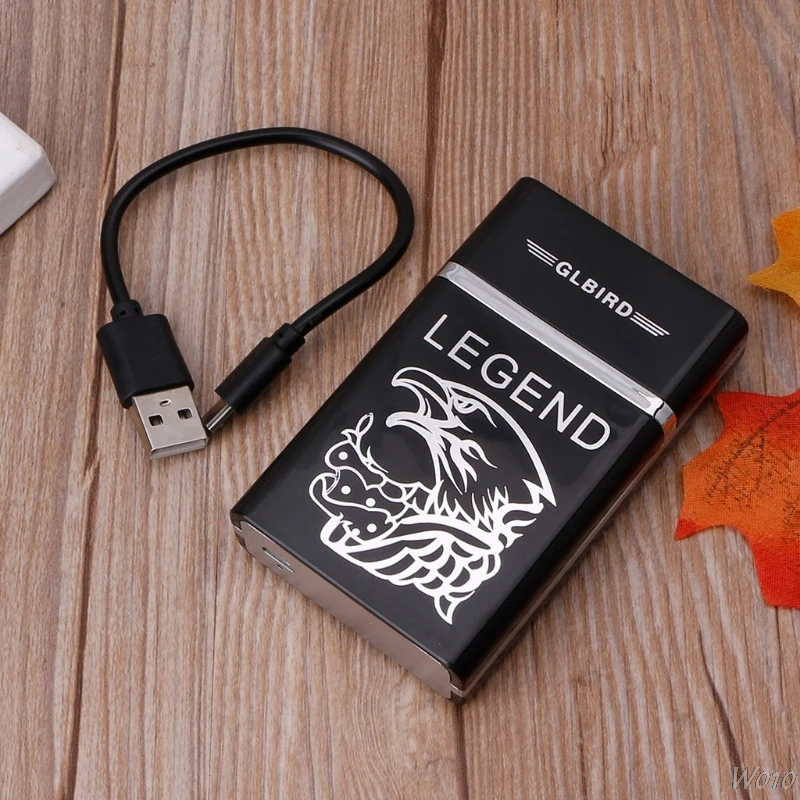 Автоматический портсигар табак Коробка держатель с ветрозащитной usb зарядной зажигалкой
