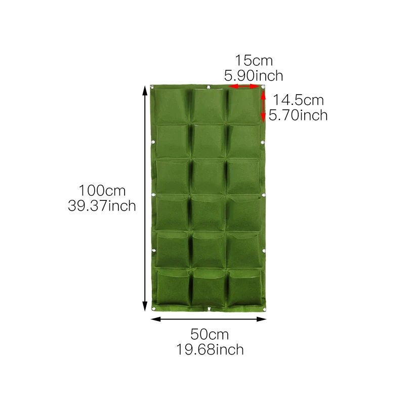 Green- 18 pockets Настенные подвесные посадочные сумки, товары для дома, мульти карманы, DIY сумка для выращивания растений, вертикальная садовая сумка для выращивания овощей - Цвет: Green- 18 pockets