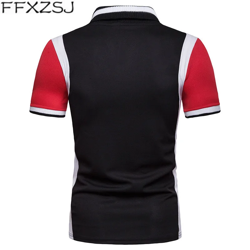 

Summer Polo Shirt Men 2019 Classic Casual Stripe Printing Short Sleeve Patchwork Shirts Casual Formal Slim Fit Polos 2019 Top