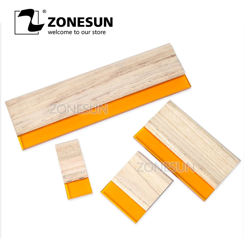 ZONESUN шелкография Ракель доска износостойкие деревянные резиновые чернила