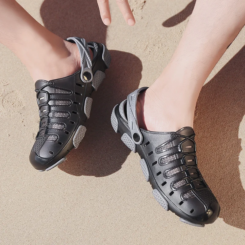 Мужская пляжная обувь дышащие и крутые сандалии с отверстиями удобная мягкая