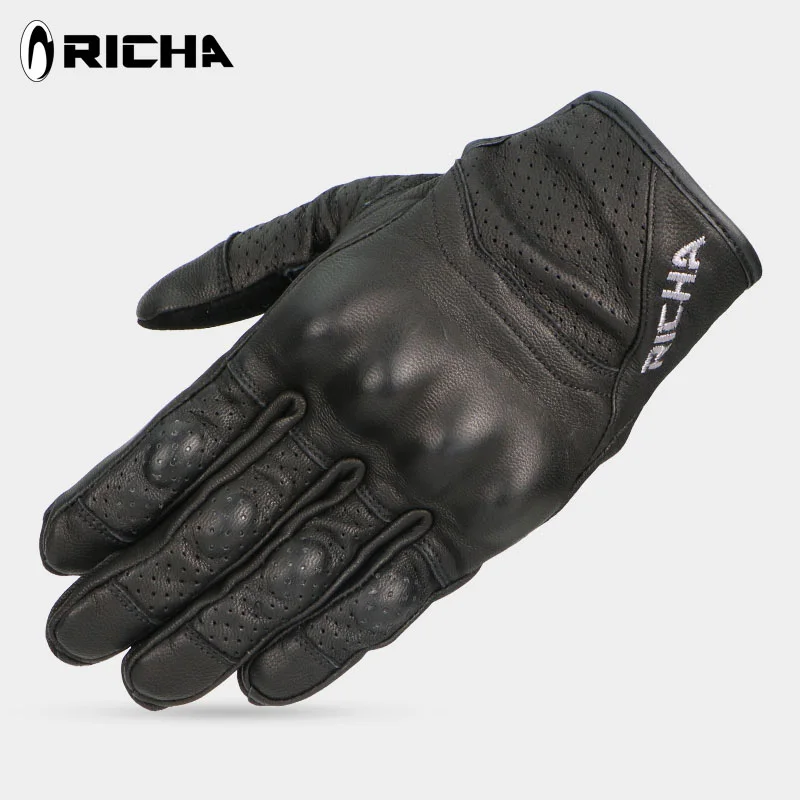 Мотоциклетные Перчатки из натуральной кожи перфорированные защитные перчатки