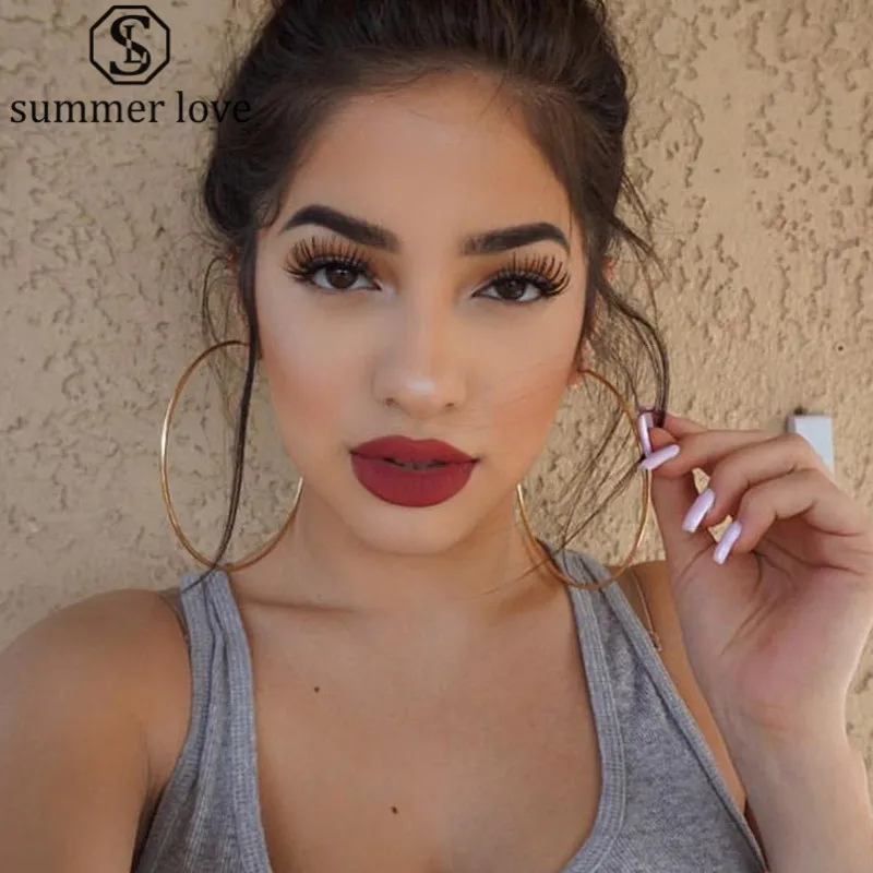 Супер большие серьги кольца для женщин Цвет золотистый серебристый Модный