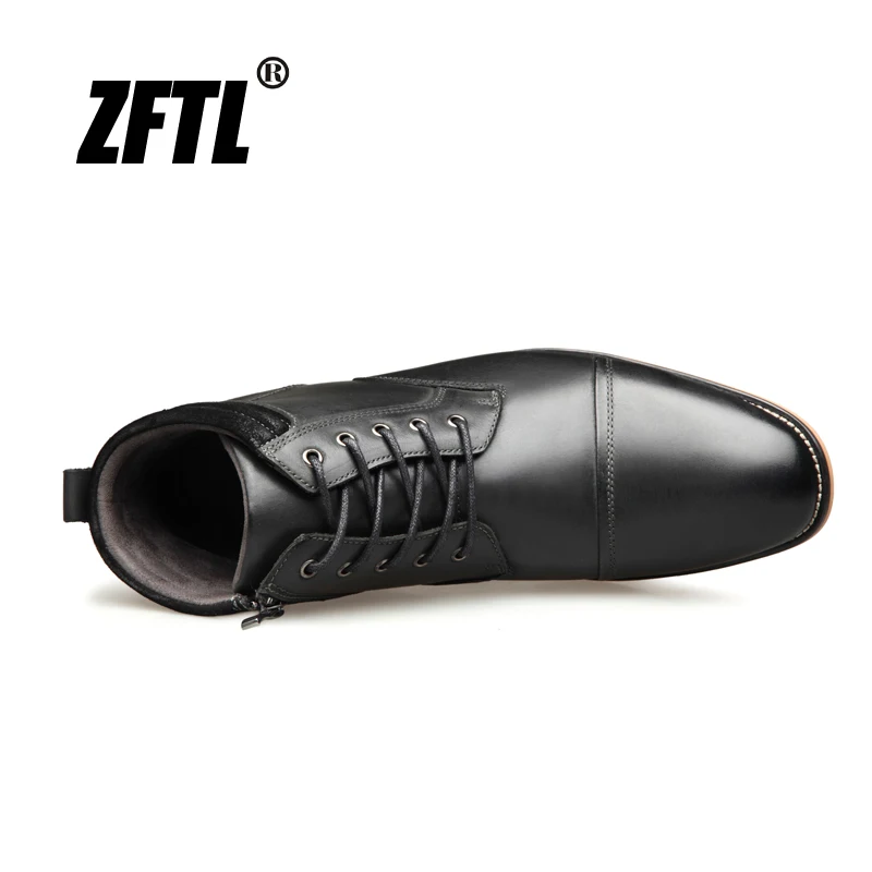 Мужские ботинки на шнурках ZFTL черные/коричневые повседневные из натуральной