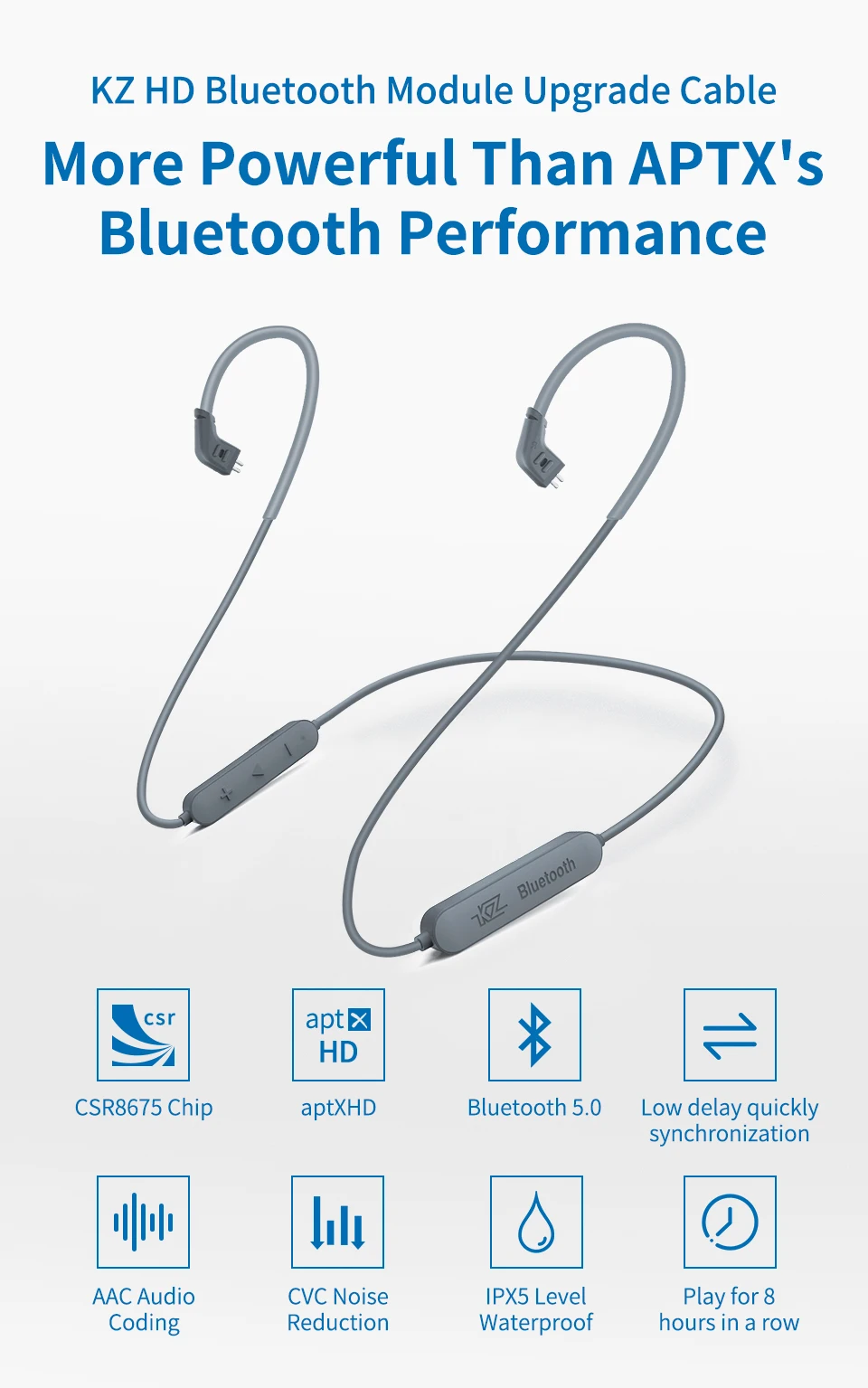 KZ Aptx HD CSR8675 Bluetooth модуль наушники 5,0 беспроводной кабель обновления применяются оригинальные наушники AS10ZSTZSNProZS10Pro/AS16