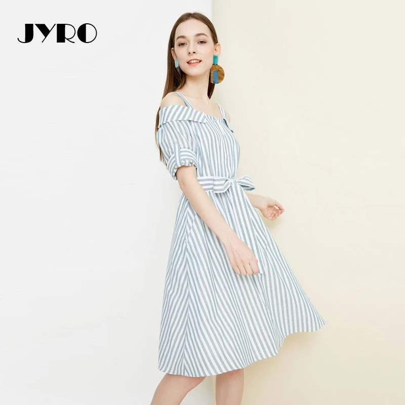 JYRO летнее платье 2018 новый корейский Высокая Талия был тонкий воротник Слинг без