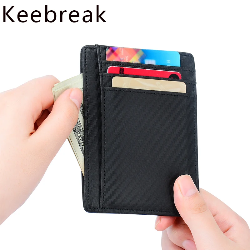 KEEBREAK Анти RFID мужской кошелек кожаный держатель для карт мужские тонкие кошельки черный маленький короткий кошелек бумажник, кошелек vallet