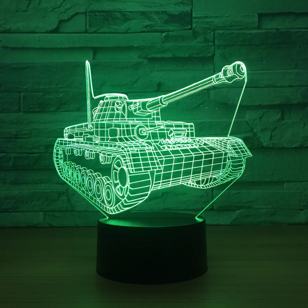 Новинка 2018 модель резервуаров акриловый светодиодный 3D ночник 7 цветов изменение