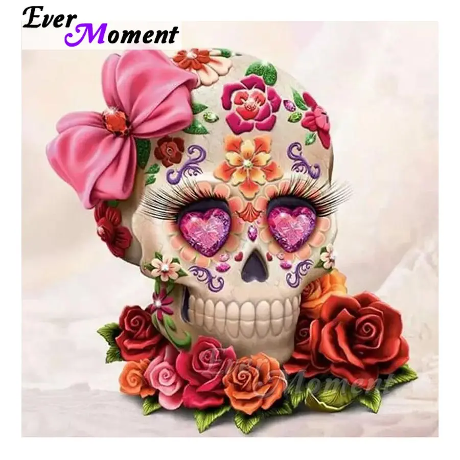 

Ever Moment 5D DIY Diamond Painting Girl Skull Head Flowers Mosaic Full Square Round Drills Art work Home Decoration ASF1229