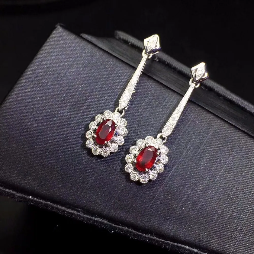 Ювелирные изделия настоящее чистое 18 K Белый Золотой натуральный рубин