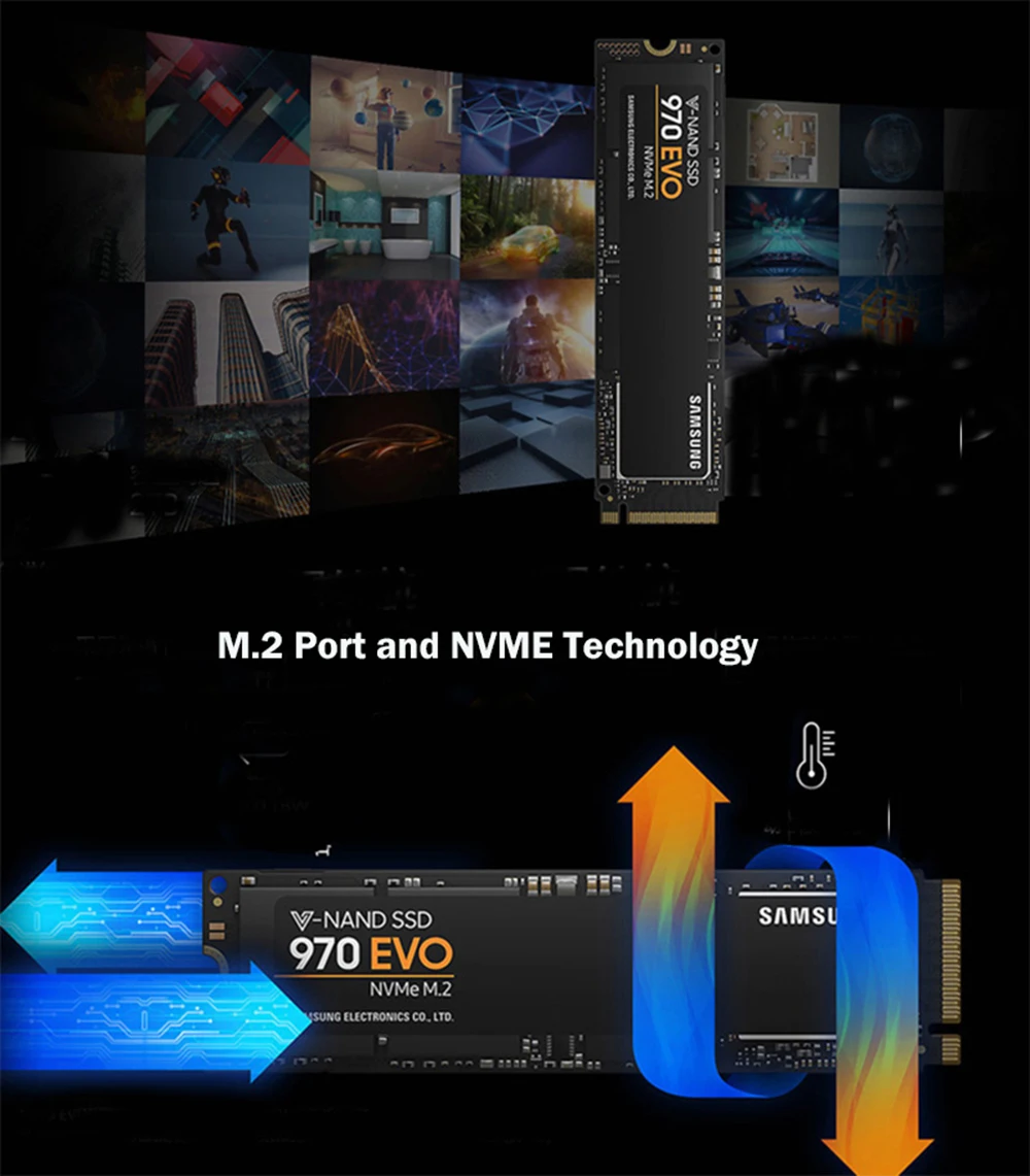 SAMSUNG SSD 970 EVO M.2 2280 NVMe большая емкость укладчика 1 ТБ 500 Гб 250 Внутренний твердотельный жесткий диск HDD M.2 2280