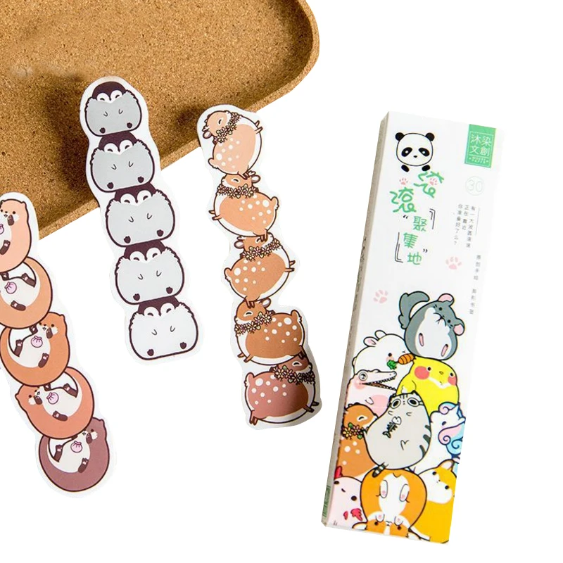 8 упаковок/партия милые вечерние бумажные закладки в виде животных визитки