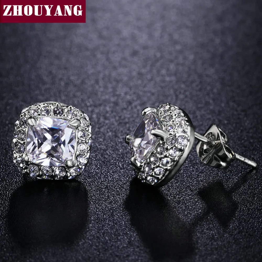 Женские серьги гвоздики ZHOUYANG классические элегантные ювелирные украшения с