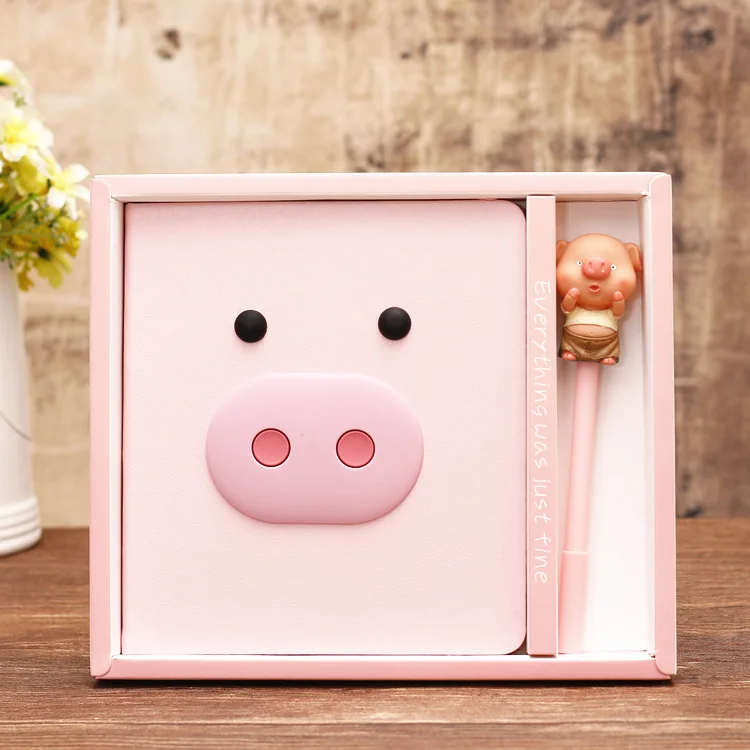 1 комплект Творческий Студент рождественские подарки Kawaii Плюшевые свитер с розовой Свинкой Тетрадь во время отключения девочка-путешественница's Secret записной книжки с милым ручка в форме поросенка