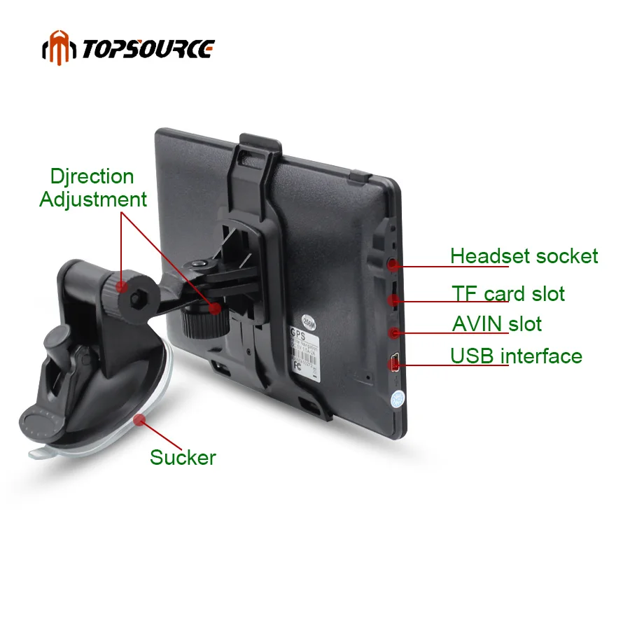TOPSOURCE 7 &quotHD Автомобильный автомобиль GPS навигатор mtk 800 МГц 8 ГБ gps для