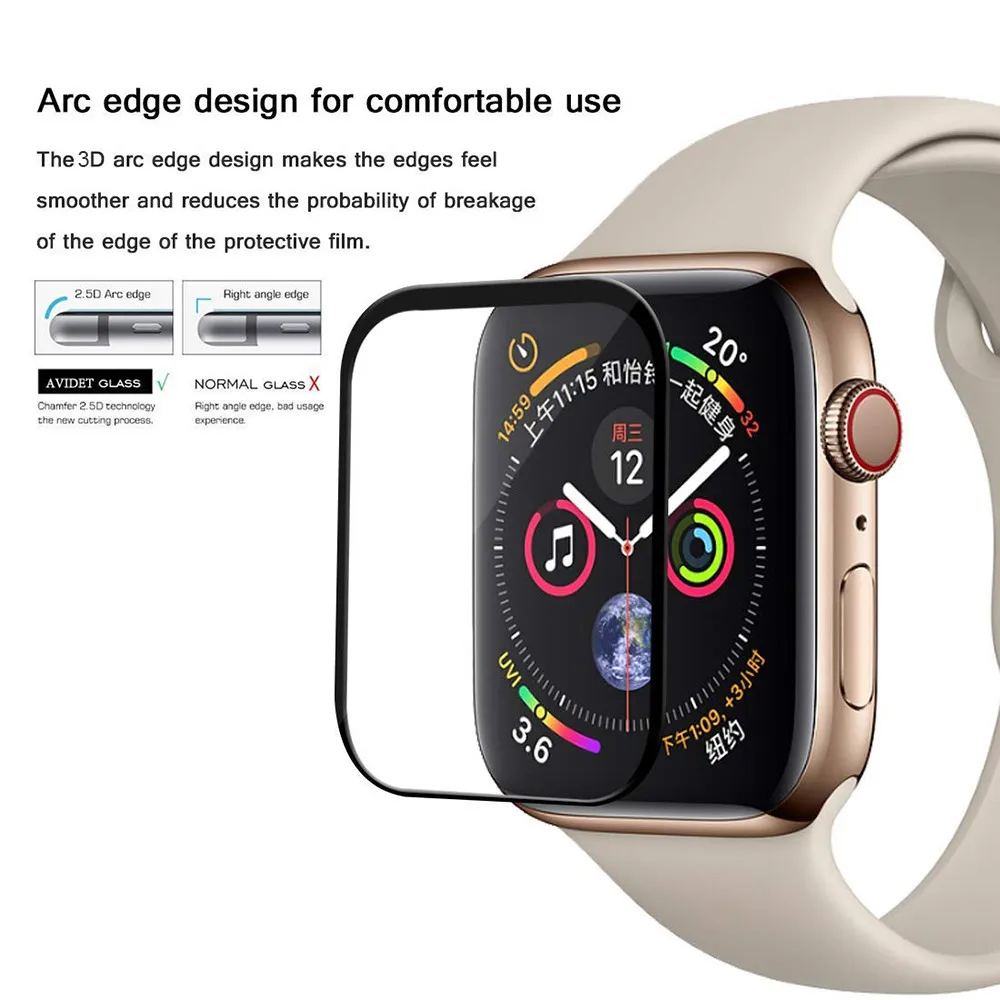 Новая изогнутая полная пленка для apple watch series 5 4 3 2 1 закаленное стекло 3D Защита