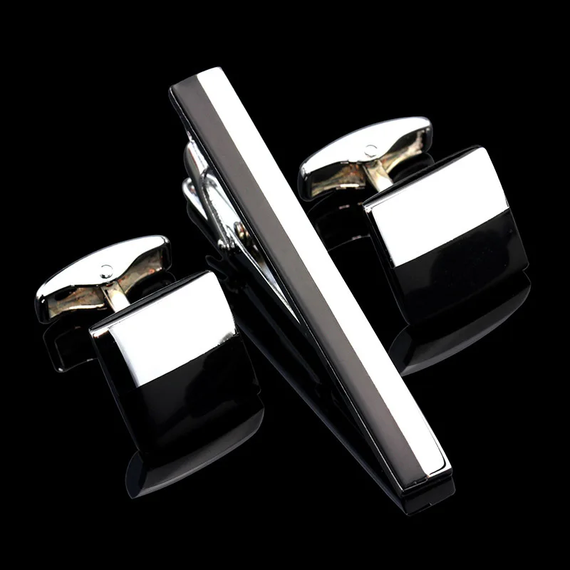 Модные новые простые зажим для галстука Запонки мужские деловые рубашки с
