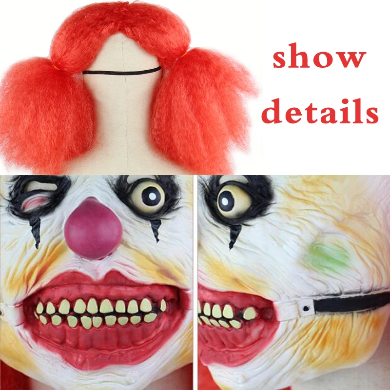 Хэллоуин ужасная маска с париком страшно Pennywise Clown анфас взрослых Маска латекс