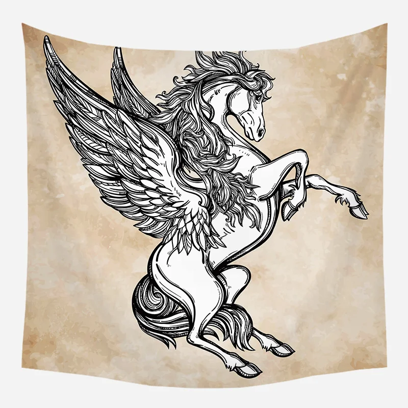 Fly Horse Loartee таинственный черный Кот астрологический узор гобелен колдовство мандала печать картина ткань настенный Декор - Цвет: Fly Horse