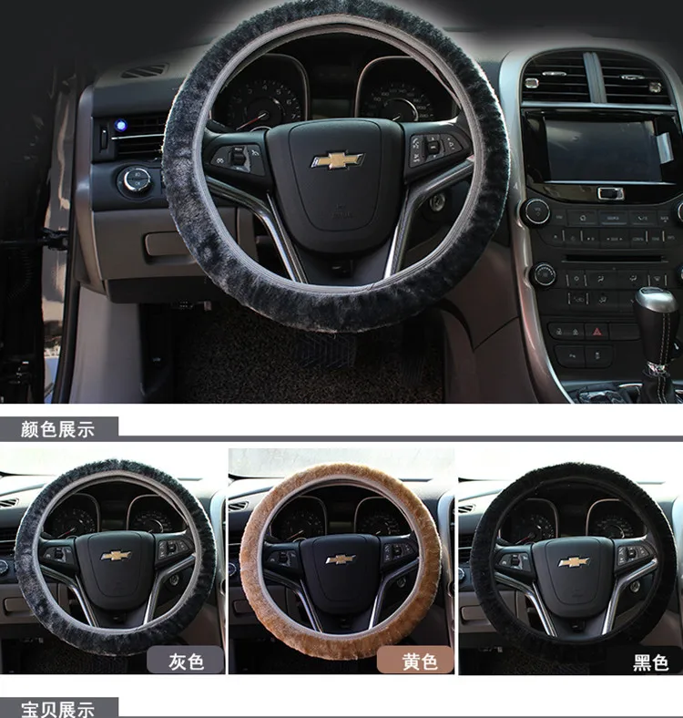 

Car Steering Wheel Cover Faux Fur Auto Steering-Wheel Cover Genuine Leather Steering Wheel Auto Accessories Warm Winter Covers