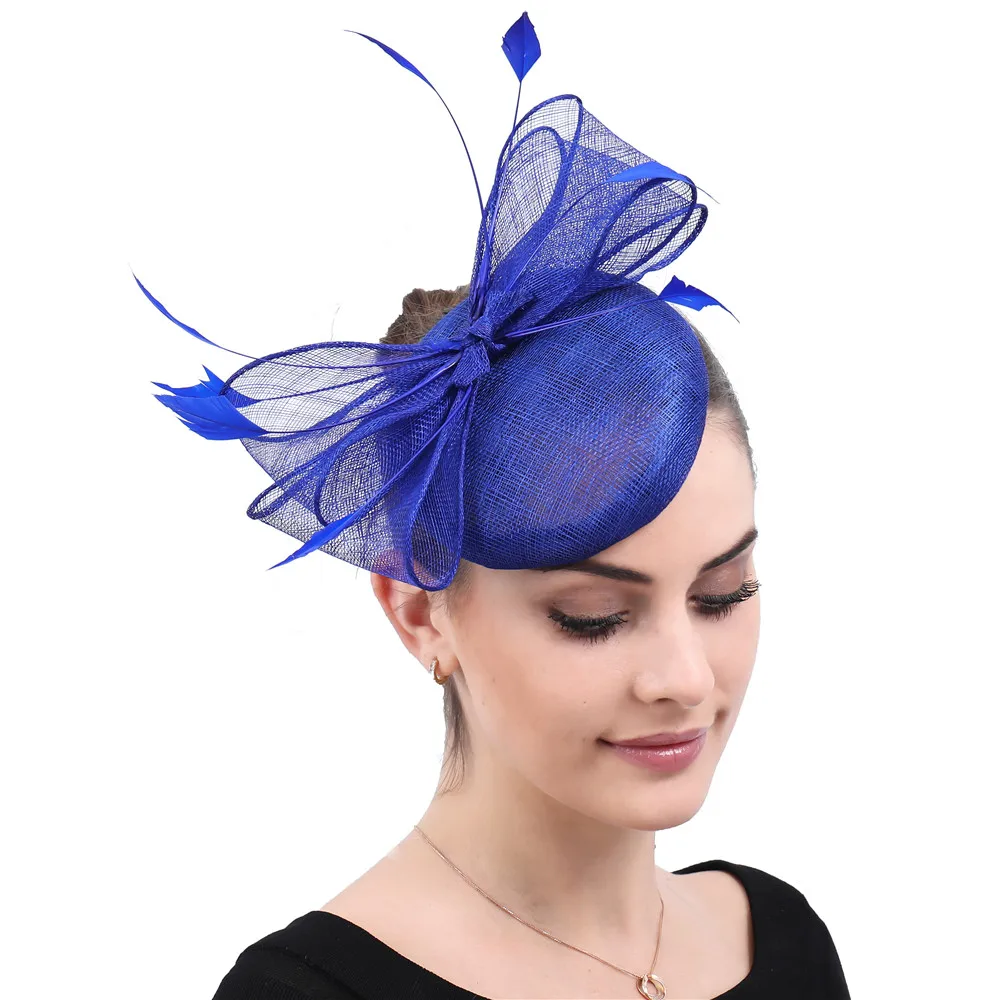 

Bowknot Royal blue Fascinator hair clips Headdress Bride Female Headwear Hair Clip Fashion Race Dinner Party Derby Accessories