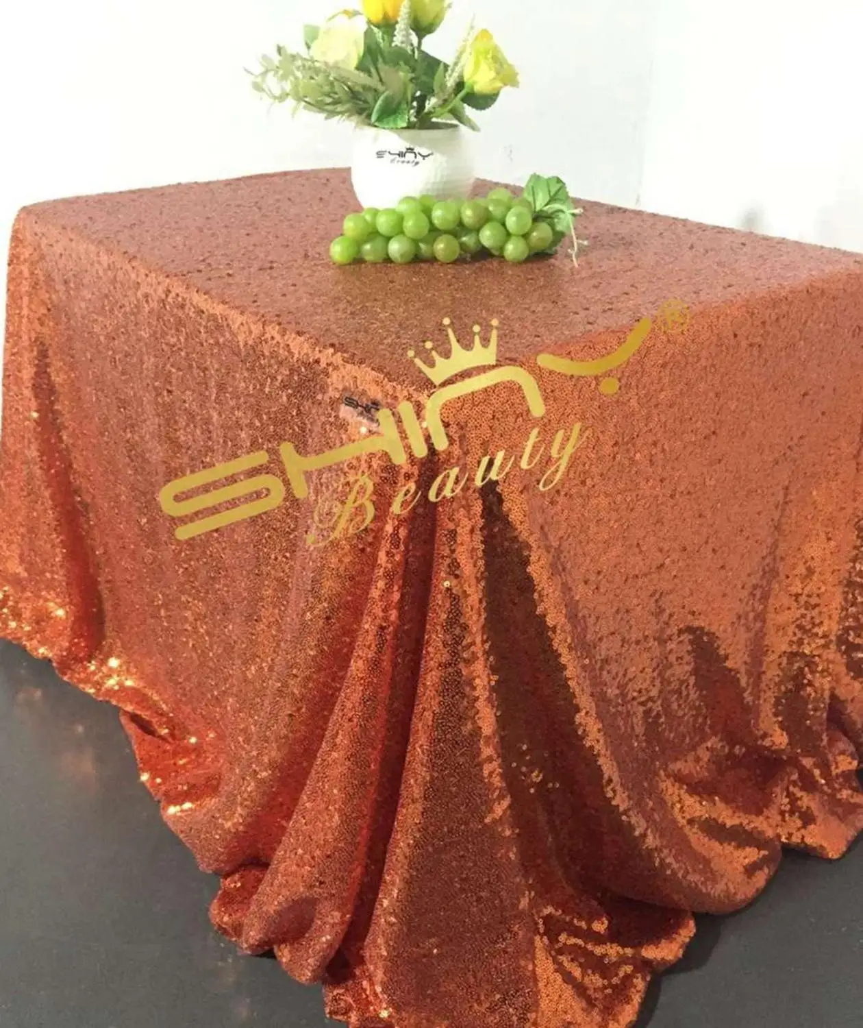 ShinyBeauty 60x102 in-150x260cm, королевский синий/розовый/розовое золото, скатерть с пайетками/скатерть/накладки на стол для свадьбы/вечерние/мероприятия - Цвет: Orange Color