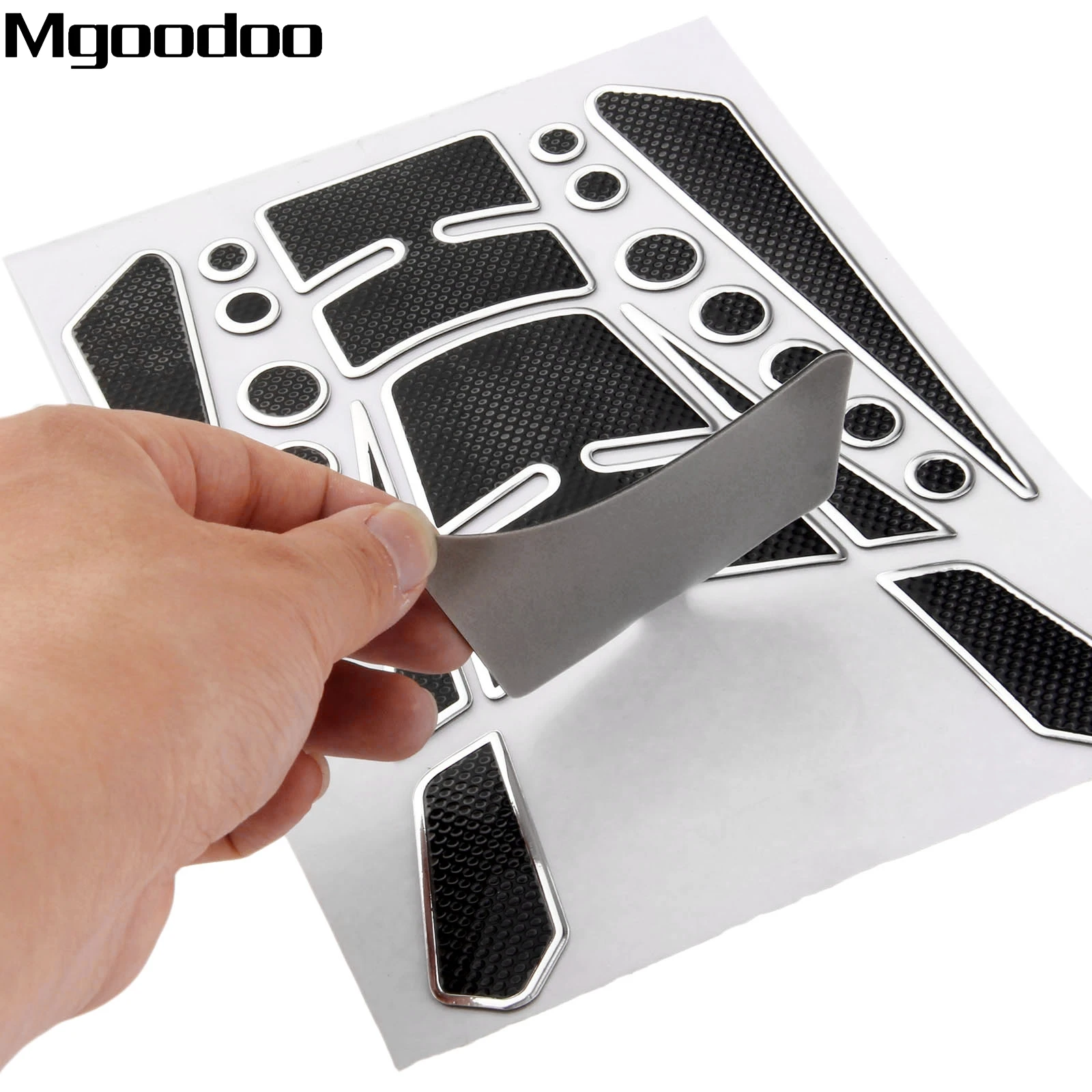 Серебристая 3D спортивная мотоциклетная накладка на топливный бак Наклейка