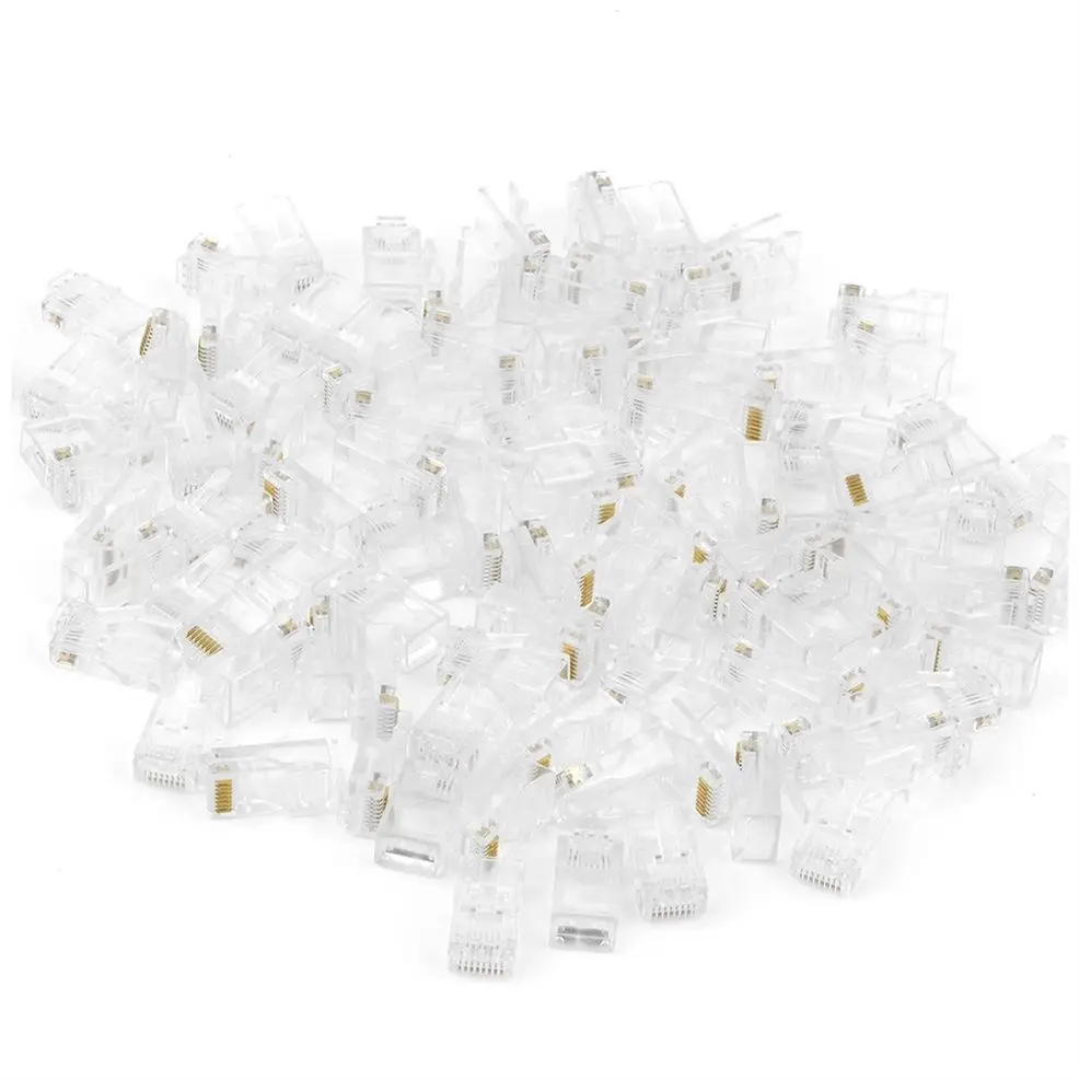500PCS Gold plated RJ45 Net Network Modular Plug Cat5 CAT5e Connector 8P8C utp Unshielded Rj45 Terminals Have | Обустройство дома