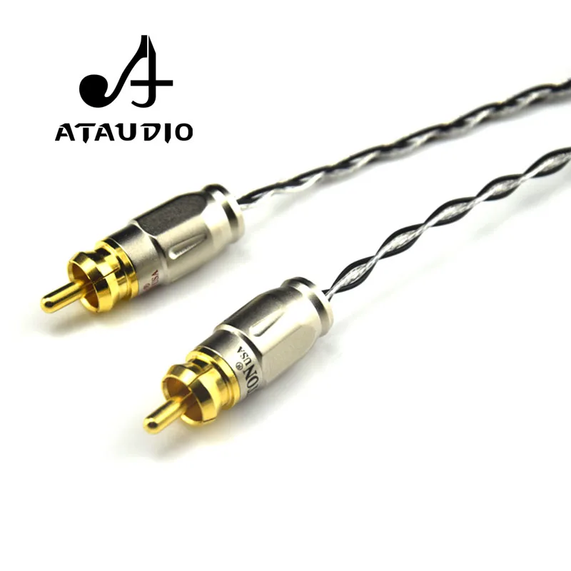 Посеребренный стерео кабель ATAUDIO 3 5 мм на 2 RCA Hi end TRS два кабеля|rca cable|3.5mm stereo2 rca cable |