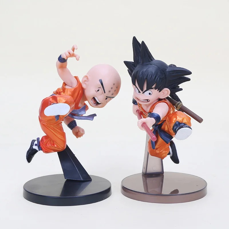 2483 metallic 13cm 2 шт. Dragon Ball Z Son Goku& Krillin Dragonball saiyan Kuririn фигурки монахов с качающейся головкой держатель телефона украшение автомобиля игрушка - Цвет: 2483 metallic 13cm