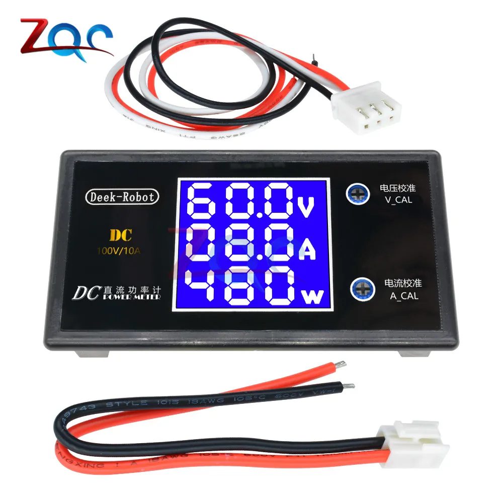 DC 0-100V 10A 1000W LCD Digital Voltmeter Ammeter Wattmeter Voltage Current Power Meter Volt Detector Tester Monitor 12V 24V 36V