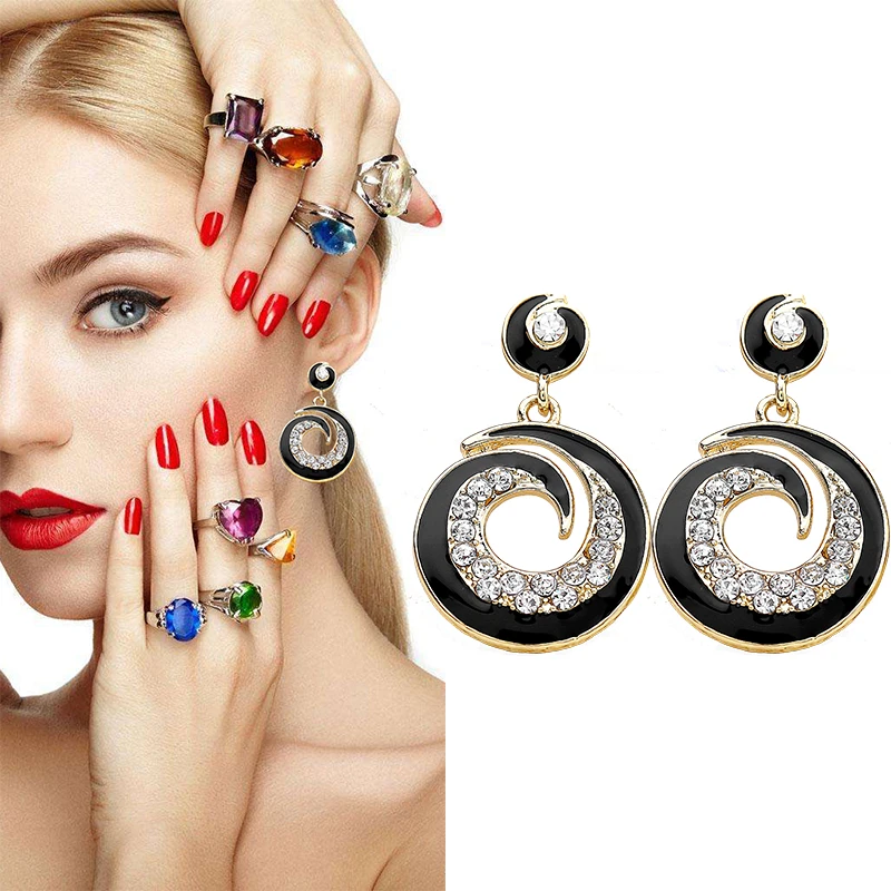 Женские серьги гвоздики с кристаллами 3 цвета|Серьги-гвоздики| |