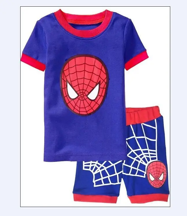 Летние детские пижамы из 100% хлопка Детские пижамные комплекты с героями